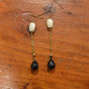 Gold, Cream, and Black Earrings